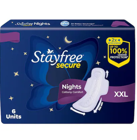 Stayfree Secure Nights Cottony Comfort XXL Sanitary Pads 6 pcs