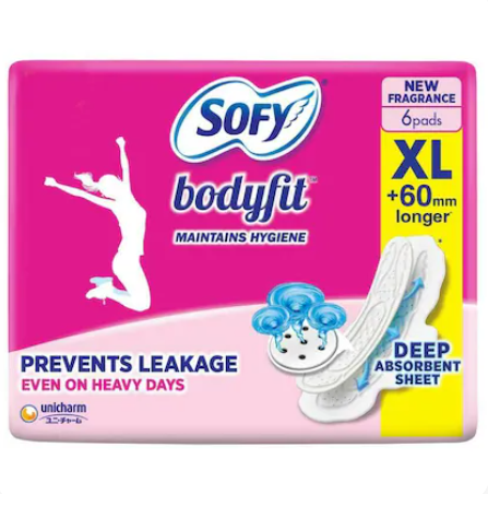 Sofy Bodyfit Sanitary Napkin with Wings (XL) 6 pads