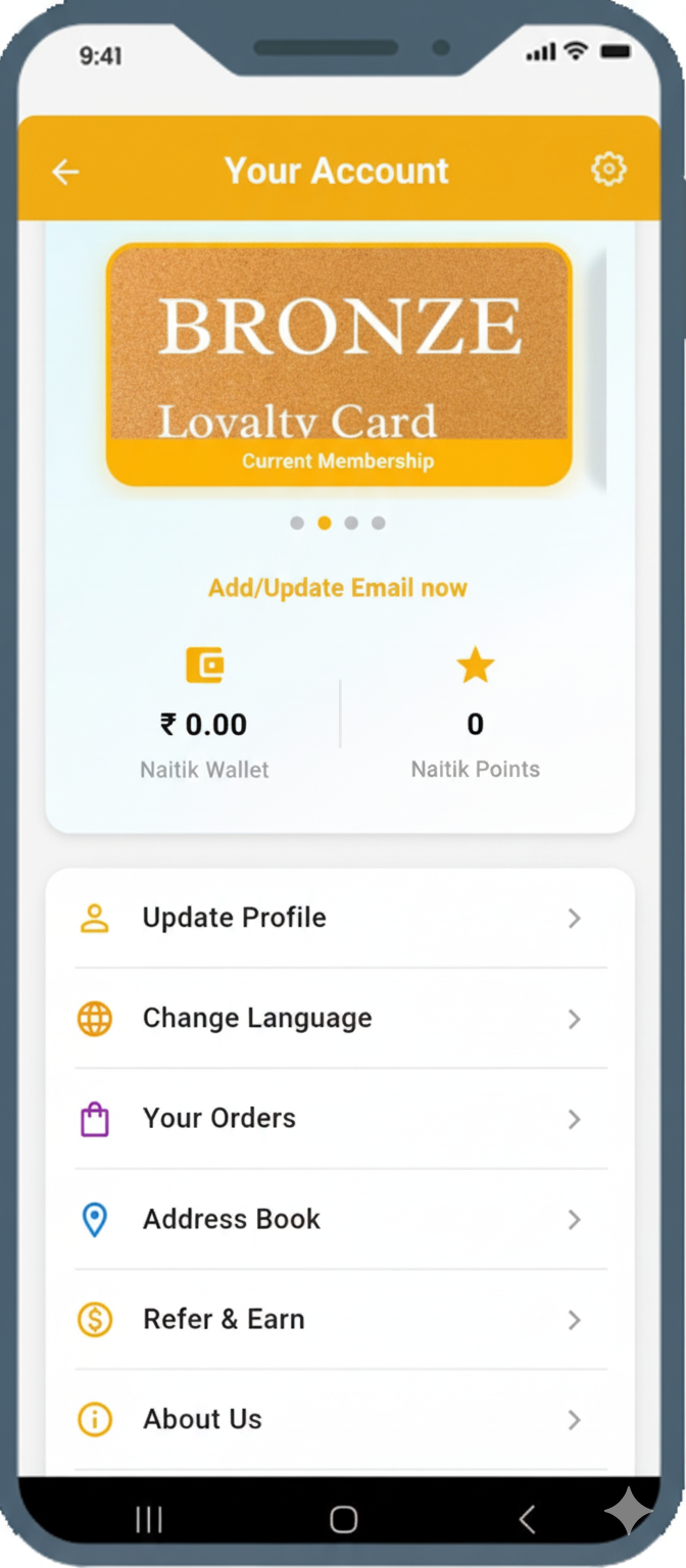 Naitik Store App interface on mobile